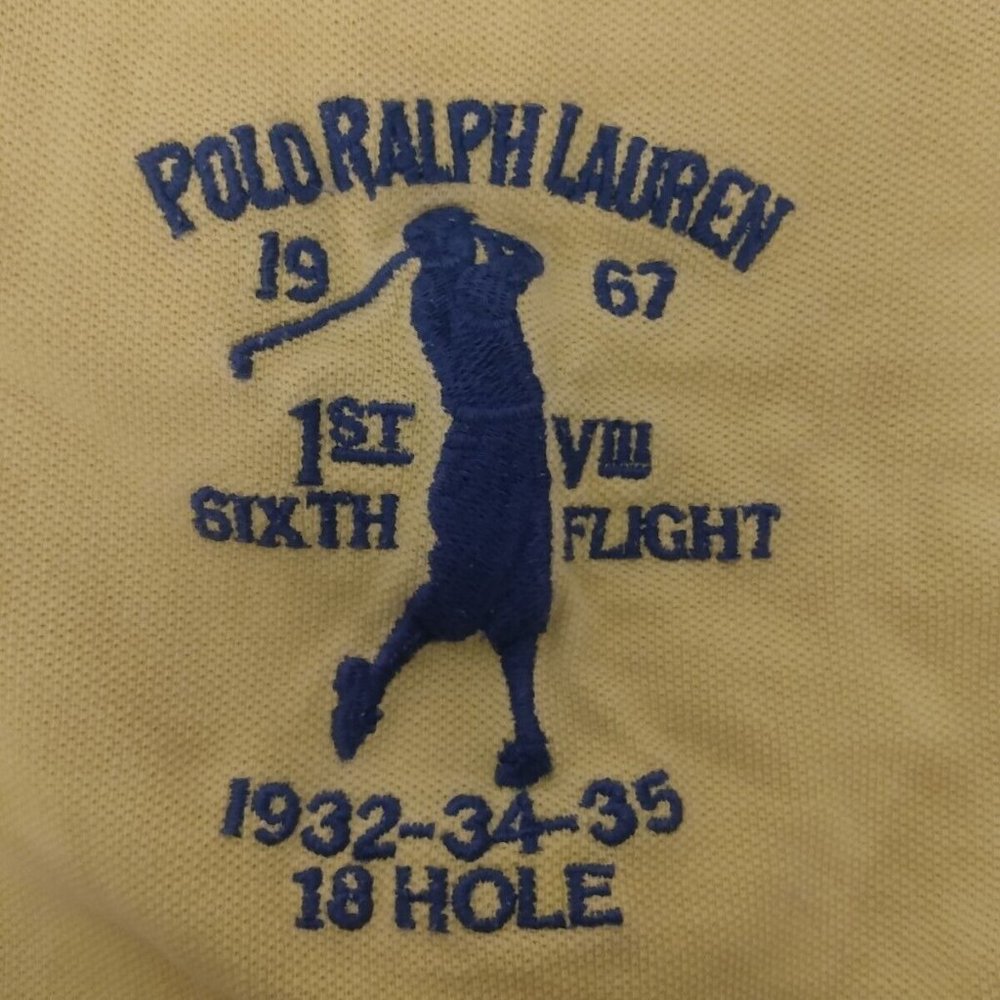 Polo Sixth Flight Shirt Mens XL Yellow Embroidered Ralph Lauren 1967 Golf